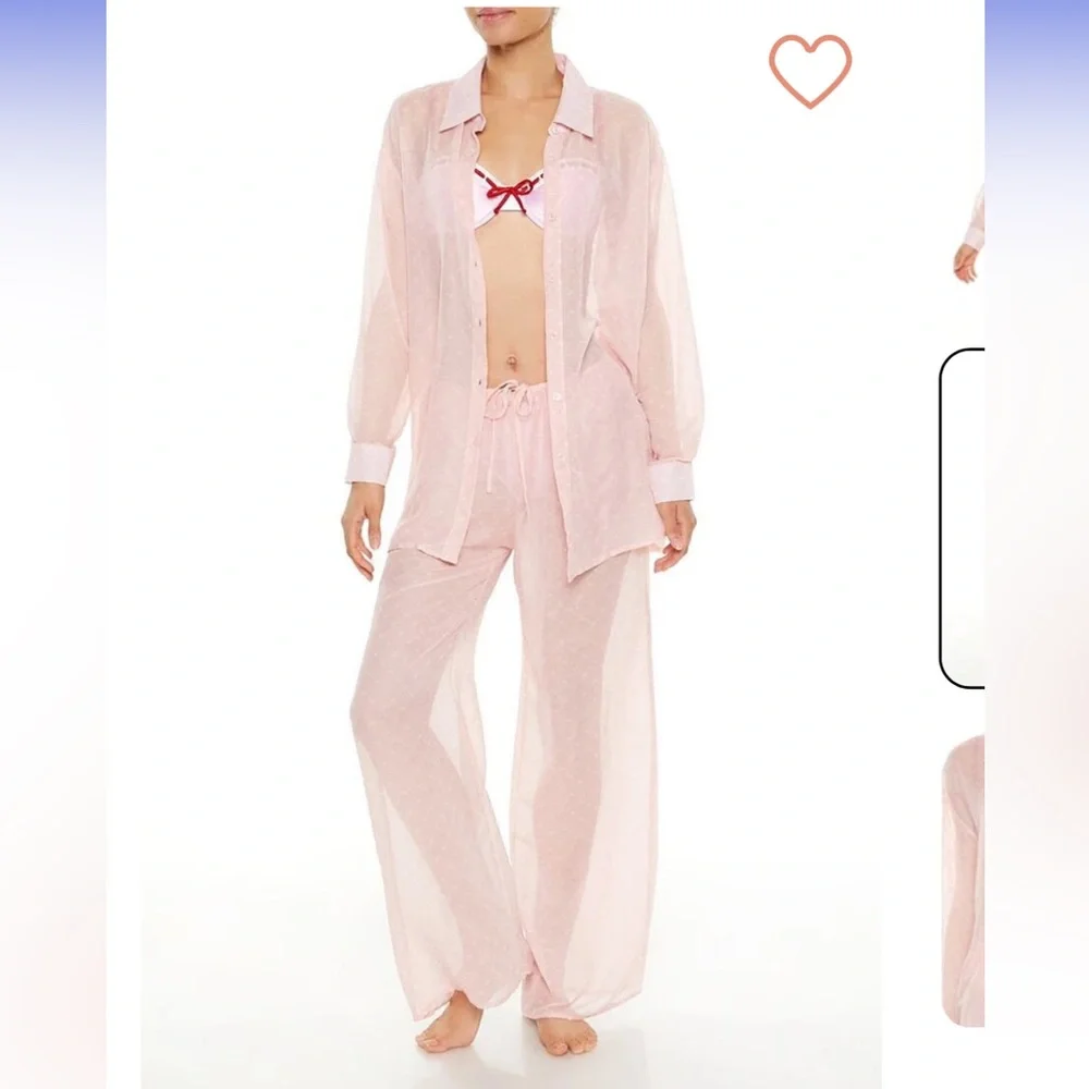 NWT Forever 21 Light Pink Heart Print Cover Up